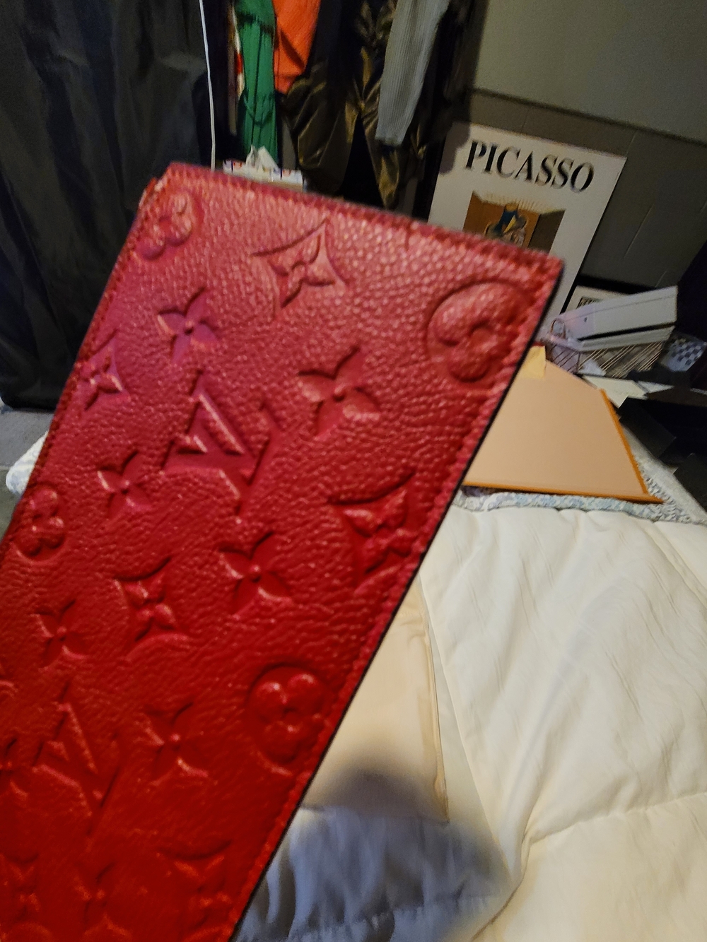 Louis Vuitton Felicie  Red Monogram Envelope Chain  Crossbody Bag Wallet - Picture 4 of 5